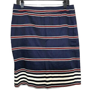 J. Crew‎ Outlet Striped Pencil Skirt 10 Red White Blue Mini Office Classic